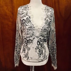 EVA MENDES NY&C White Sheer Bodysuit Size L